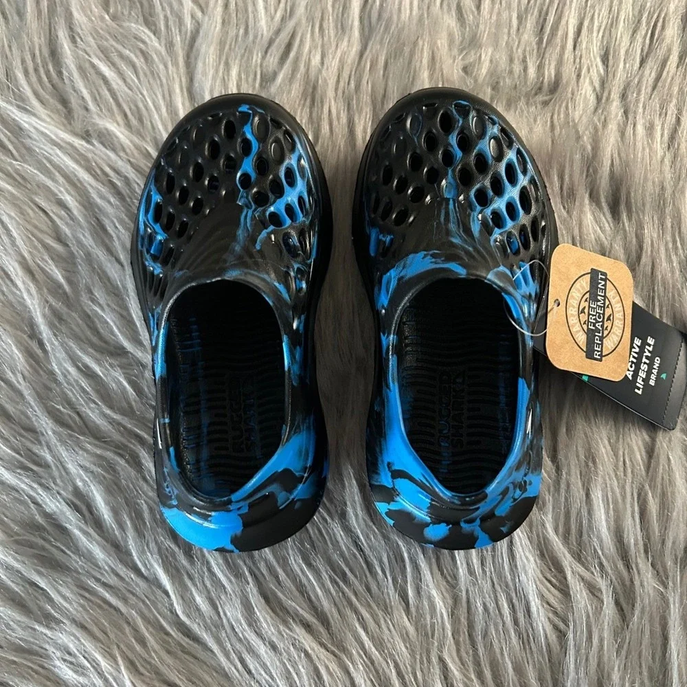Rugged Shark Sandals Toddler Boys Size 8 Black Blue‎ Water Shoes Lightweight
